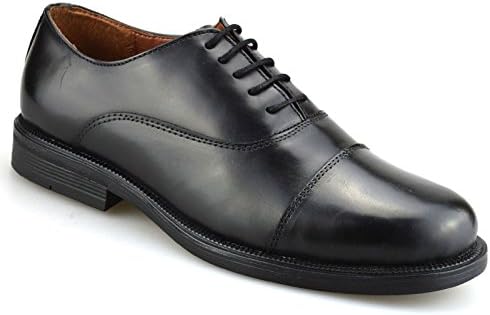 Mens Leather Smart Casual Lace Up Work Office Formal Oxford Toe Cap Shoes Size[UK 10,Black]
