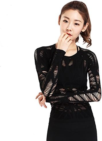 Wgwioo Women'S Mesh Workout Hiking Long Sleeve Tee Quick Dry Yoga Gym Sport T-Shirt Active Shirt Running Top . Black . L