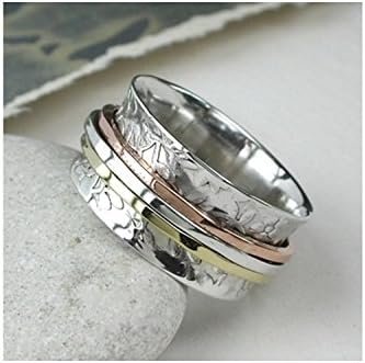 925 Solid Sterling Silver Spinning Ring..Thumb/Finger Worry Ring 3 band Spinner (M)