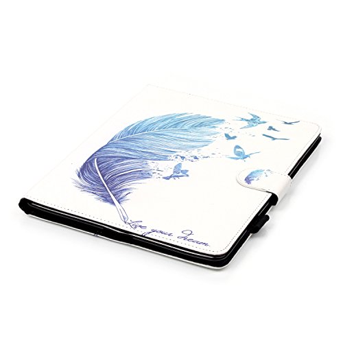 iPad 2 iPad 3 iPad 4 Hülle, Deenor Colorful Painting and Stylish Drawing Wallet Case Book Style PU Leder Flip Protective Stand Schutzhülle Hülle für Apple iPad 2 iPad 3 iPad 4 Generation. (Feather) - 5