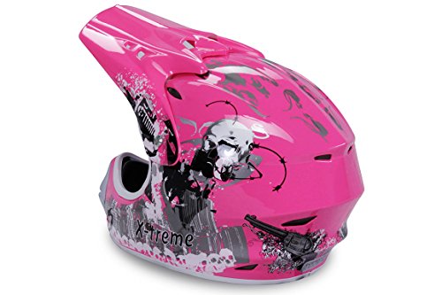 Motorradhelm Kinder Cross Helme Sturzhelm Schutzhelm Helm für Motorrad Kinderquad und Crossbike Modell Design 2015 in pink (Small)