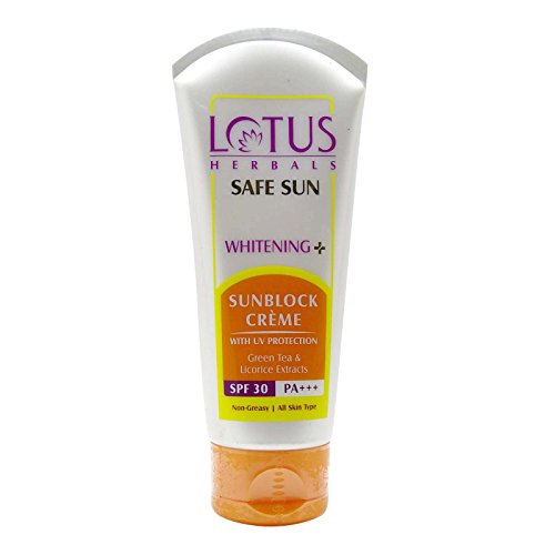 Lotus Herbals Safe Sun Whitening + Sunblock Crème SPF 30 PA + + + With UV Protection 75g