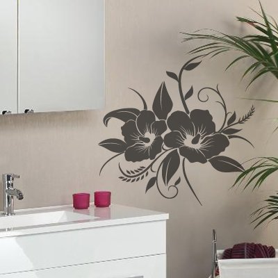 A690 Wandtattoo „Hibiskusblüte“ 70cm x 58cm creme-weiss (erhältlich in 40 Farben und 4 Größen) - 4
