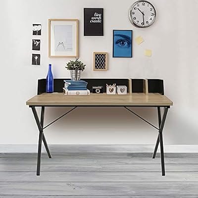 Maisonetstyles Bureau 90x50x84 cm Gris et Naturel - Fallon