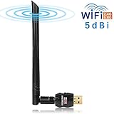 ANEWKODI Wireless Adapter 5dBi USB WiFi Adapter 600Mbps 802.11ac Dual Band  Wireless Network WiFi Adapter Wi-Fi Dongle Adapter WiFi Antenna Support Windows XP,Win Vista,Win 7,Win 8.1, Win 10,Mac OS X 10.6-10.12.4