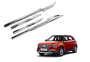AutoMoto Imported Full Chrome ABS Car Side Beading Car Side Garnish Car Garnish/Door Lining for Hyundai Venue (Set of 4 Pieces)