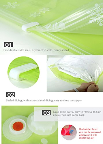 EJBOTH 10pcs Vakuum Platzsparer, Vakuumbeutel kompression Taschen platzsparend Vacuum Storage Bags [1 Manuelle Pumpe] Space Saving Resuable Sealed Plastiktaschen Aufbewahrung oder Verpackung für Kleider Bettwäsche Kissen Quilts Plüschtiere - 4