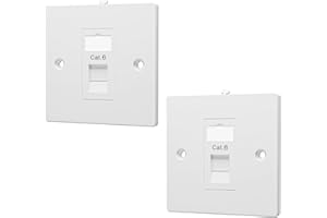 FGB RJ45 Socket Faceplate Wall Plate, RJ45 Wall Sockets Cat6 Single Port for CAT6/CAT5E/CAT5 Ethernet Cable Networking Socket Box with Keystones Jack Modular, 2 Pack