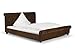 Produktbild massivum Doppel-Bett Chesterfield 140x200 cm aus Kunstleder in Wildlederoptik in braun mit Kopfteil mit Fußteil