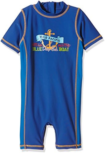 Aquatinto Boy's Swimming Costume Blue Deep Sea Boat, UV +50 - Blue - 9 Years