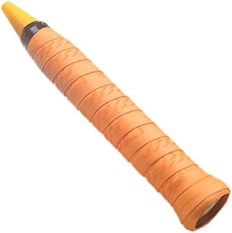 Annoda 2 Pcs Same Color Embossed Anti Slip Fishing Pole Badminton Tennis Racket Sweat Belt Grip (Orange)