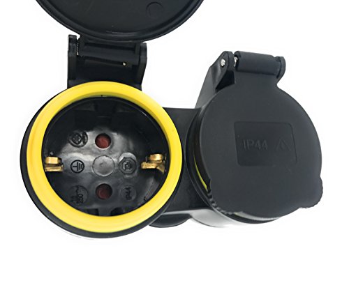2-fach Doppelstecker Steckdosenverteiler Feuchtraumsteckdose mit Klappendeckel Multistecker Mehrfachsteckdose Schuko Steckdosenleiste Steckdose Bayram® - 4