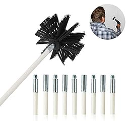 Freyamall Kit de Nettoyage pour Ccanalisations de Sèche-linge Flexible, kit de Nettoyage pour Tuyau d'aération, Brosse de Chaudière, Brosse de Cheminée, Tête de Brosse Synthétique
