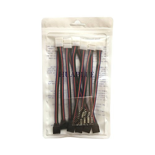 10x RGB 5050 Schnellverbinder 10mm Breit 4 polig Verbindungskabel Anschlusskabel LED Stripe Verbinder Adapter für SMD 5050 RGB LED Streifen zu RGB 3528 2835 LED Streifen, zu DC Stromversorgung, zu LED Controller-17cm, Ohne Löten - 7