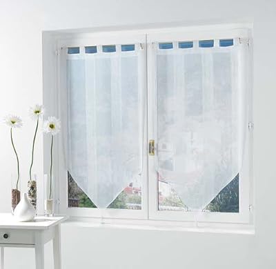 Douceur d'Intérieur Paire Pompon Voile Sable Salina Polyester Blanc 2 x 60 x 90 cm