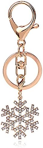 Nuohuielekeji Women's Handbag Key Ring Charm Rhinestone Snowflake Pendant Keychain Gift