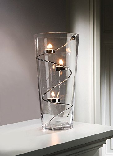 Preisvergleich Produktbild GLASVASE "Lichtspirale" WINDLICHT KERZENHALTER KERZENSTÄNDER