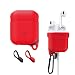 Produktbild H.Yue AirPods Silicone Case with Skin-Soft Dust/Dirt Proof Waterproof Shock Resistant and Detachable Carabiner (Key Chain) for AirPods Charging Case Skin (Red)