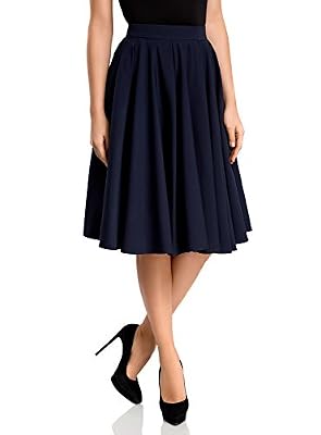oodji Ultra Femme Jupe Midi avec Doublure en Tulle, Bleu, FR 36 / XS
