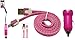 Produktbild Emartbuy Geflochten Flaches Trio Pack für Elephone Trunk Smartphone - Hot Rosa 1 Ampere USB Autoladegerät + Hot Rosa Mini Metallic Eingabestift + Geflochten Rosa / Grün Flaches Knotenfreies Micro USB Daten und Ladekabel