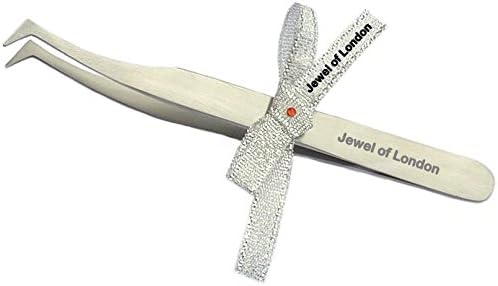 Jewel of London Stainless Steel Professional Precision Angled Pointed Tip Picking Tweezers(11.5 cm). Certified High Quality Construction, 3 Years No-Risk Guarantee Plus Jewel of London Cashback Offer