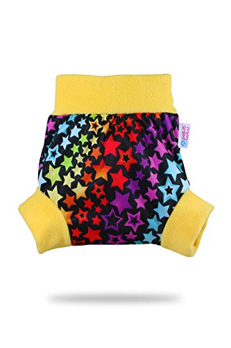 Petit LuluPull Up Cloth Nappy Wrap | Size L | Washable Diaper Wrap | Reusable Cloth Nappies | Made in Europe (Rainbow Stars)