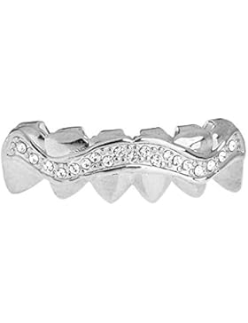 One Size Fits All Bling Grillz - SWING LINE BOTTOM - Silber