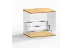 Nynelly 4 Livelli Vitrina Acrilico Assembler - Scatola portaoggetti per organizzatore di Cubo, Vetrina Antipolvere per Funko Pop Figures Giocattoli da Collection, Bois,12,6 "L x 9,4 "W x 11,8" H