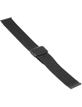 Uhrenarmband, Edelstahl, Milanaise, Mesh, verschd. Größen und Farben (18 mm, Schwarz)