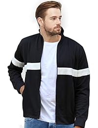 WYO Men's Sweatshirt Winter Wear Zipper Jacket (Black-White)