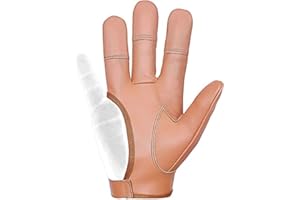 DASKZ LEATHERS Archery 4 Finger Leather Glove – Right or Left Hand–XS to XXL–Reinforced Stitched Fingertips – Premium 100% Leather–Beige, Black, Light Brown, Dark Brown Comfortable Archery Shooting Mens & Women