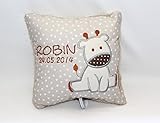 Namenskissen - Taufkissen GIRAFFE ROBIN mit Wunschname