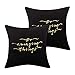 Produktbild Lewondr Embroidery Velvet Throw Pillow Case, 2 Pack Soft Square Velvet Throw Pillow Cover, Golden Lines Embroidered Back Cushion Cover 18" x 18", Letters, Black