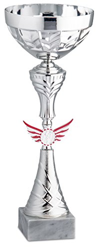Trophy for premiazioni Sports Cup – Color Silver with Machined Plate Wings Design Color Copper and Silver Cup – With Marble Base – H 25 cm D 8 cm – Finished – Made in Italy – Gift Idea