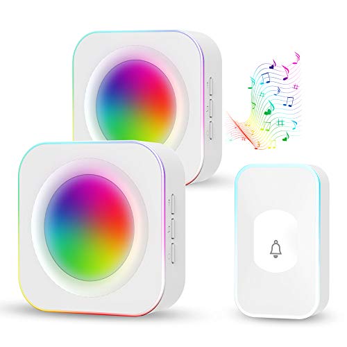 Timbre inalámbrico, IP55, para exteriores, resistente al agua, juego de timbre inalámbrico con indicador LED, 36 tonos, 4 niveles de volumen, alcance de 300 m, color blanco