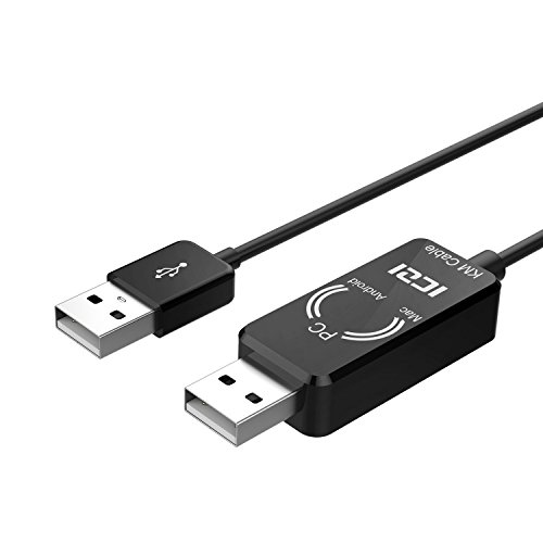 ICZI USB 2.0 Datenkabel, hochgeschwindigkeits PC zu PC USB Datenkabel, Datenaustausch zwischen 2 Computern, Vernickelt, Schwarz, für Windows und Mac und Android, 1.5m (USB 2.0)