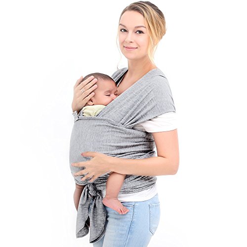 Soft Baby Slings | Light Baby Carrier | Compact and Comfortable Baby Wraps | Pure Cotton/Spandex | Nursing Cover | Suitable for Newborns To 35 Lbs | Nice Baby Shower Item | Grey
