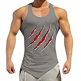 Yvelands Herren Tanktops Weste Ärmellose T-Shirts Fitness Muskeldruck Ärmelloses Bodybuilding Dicht trocknende Blusen(Grau,CN-S)