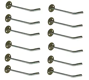 Q1 Beads Heavy Duty Pure Stainless Steel Rod Display Hooks Stand Wall Drope Hanger with Hardware Fittings Combo (10 Inches, 5 mm Thick , 12 Pieces, Steel )