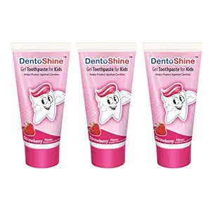 DentoShine Gel Toothpaste for Kids (Strawberry, Pack of 3 (80 g Each))