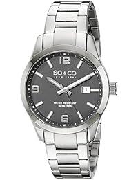 SO & CO New York Madison Co para hombre reloj infantil de cuarzo con esfera analógica gris y plateado correa de acero inoxidable de 5051,3