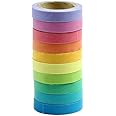 CORTNEY 8 Rollen Klebeband Bunt, 15 mm x 13 m Beschreibbare Regenbogen Farbig Deko Klebeband Masking Tape Malband Kunstbedarf für Kinder Klebeband bunt für alle DIY Begeisterten