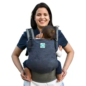 Kol Kol Baby Carrier Bag, 100% Hand Woven Cotton, Light-Weight, Safe & Ergonomic Baby Carry Bag & 2 Carry Positions, for 4 Months to 3 Year Old Baby, Denim - Suitable for Men & Women