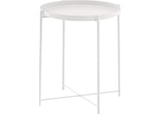 White steel side table