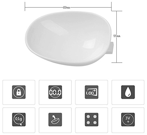 Digitale Einstellbare Löffelwaage Elektronische Küchenmesslöffel mit Großem LCD Display Küchenwaage mit Großen Löffel, Max 500g für Kaffee, Tee, Müsli, Milchpulver, Eipulver usw. Wiegendes Gerät für Haushaltswaren, Weiß - 2