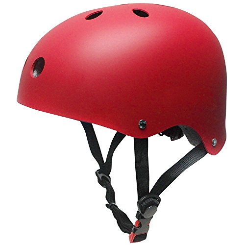 Topfire Kinder Skateboarder Helm Fahrradhelm Integralhelm Rollerhelm für Radfahrer Skateboard Scooter Bike Sicherheit Helm - Rot