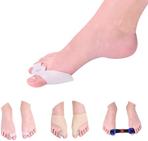 Bunion Corrector &amp; Bunion Relief Night Protector Sleeves Kit - Treat Pain in Hallux Valgus, Tailors Bunion, Big Toe Joint, Hammer Toe, Toe Separators Spacers Straighteners Splint Aid Surgery Treatment