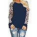 Produktbild serliyDLangärmeliges Damen-T-Shirt mit Leopardenmuster und Patchwork-Muster. Oberteile in Übergröße