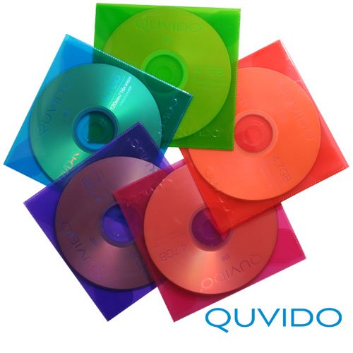 50 QUVIDO CD/DVD/Blu-Ray PP Schutzhüllen Color-Mix - 2