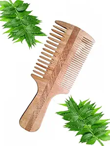 Evana Handcraft Pure neem wooden comb for hair growth | Kachi Neem wood Kangi women/men/kids | anti dandruff | Thin and Wide Teeth | Non-static | Eco-Friendly | Kanghi for Hair (Two IN One)